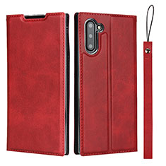 Custodia Portafoglio In Pelle Cover con Supporto T09 per Samsung Galaxy Note 10 Rosso