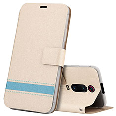 Custodia Portafoglio In Pelle Cover con Supporto T09 per Xiaomi Mi 9T Oro