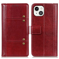 Custodia Portafoglio In Pelle Cover con Supporto T10 per Apple iPhone 15 Plus Rosso