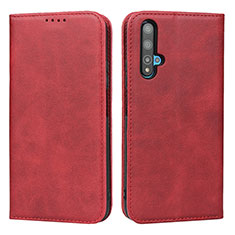 Custodia Portafoglio In Pelle Cover con Supporto T10 per Huawei Honor 20S Rosso