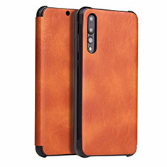 Custodia Portafoglio In Pelle Cover con Supporto T10 per Huawei P20 Pro Arancione