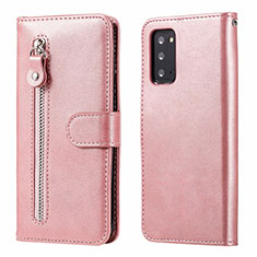 Custodia Portafoglio In Pelle Cover con Supporto T10 per Samsung Galaxy Note 20 5G Oro Rosa