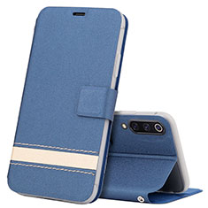 Custodia Portafoglio In Pelle Cover con Supporto T10 per Xiaomi Mi A3 Blu