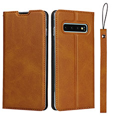 Custodia Portafoglio In Pelle Cover con Supporto T11 per Samsung Galaxy S10 Plus Arancione