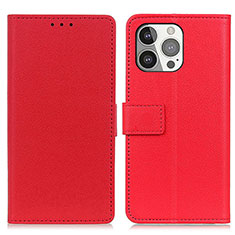 Custodia Portafoglio In Pelle Cover con Supporto T14 per Apple iPhone 13 Pro Rosso