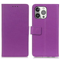 Custodia Portafoglio In Pelle Cover con Supporto T14 per Apple iPhone 13 Pro Viola