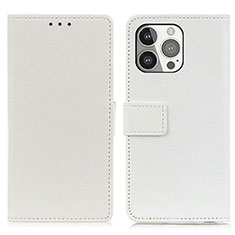 Custodia Portafoglio In Pelle Cover con Supporto T14 per Apple iPhone 15 Pro Bianco