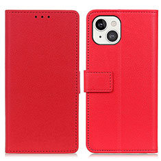 Custodia Portafoglio In Pelle Cover con Supporto T14 per Apple iPhone 15 Rosso