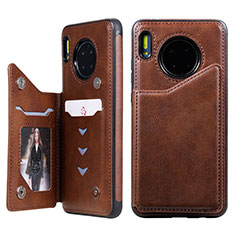 Custodia Portafoglio In Pelle Cover con Supporto T14 per Huawei Mate 30 Pro Marrone