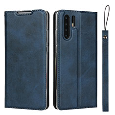 Custodia Portafoglio In Pelle Cover con Supporto T14 per Huawei P30 Pro New Edition Blu