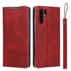 Custodia Portafoglio In Pelle Cover con Supporto T14 per Huawei P30 Pro Rosso