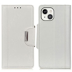 Custodia Portafoglio In Pelle Cover con Supporto T15 per Apple iPhone 13 Bianco