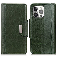 Custodia Portafoglio In Pelle Cover con Supporto T15 per Apple iPhone 14 Pro Verde