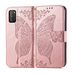 Custodia Portafoglio In Pelle Cover con Supporto T15 per Xiaomi Poco M3 Oro Rosa