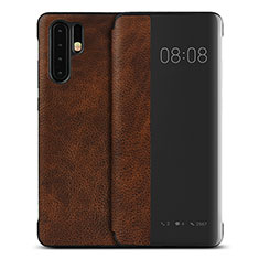 Custodia Portafoglio In Pelle Cover con Supporto T16 per Huawei P30 Pro New Edition Marrone