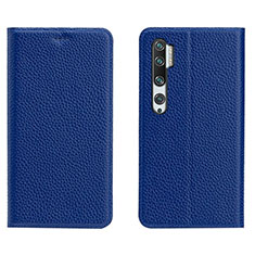 Custodia Portafoglio In Pelle Cover con Supporto T16 per Xiaomi Mi Note 10 Blu