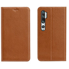 Custodia Portafoglio In Pelle Cover con Supporto T16 per Xiaomi Mi Note 10 Pro Arancione