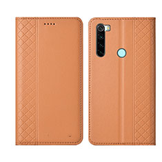Custodia Portafoglio In Pelle Cover con Supporto T16 per Xiaomi Redmi Note 8T Arancione