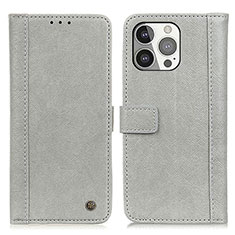 Custodia Portafoglio In Pelle Cover con Supporto T18 per Apple iPhone 14 Pro Max Grigio