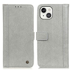 Custodia Portafoglio In Pelle Cover con Supporto T18 per Apple iPhone 15 Grigio