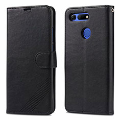 Custodia Portafoglio In Pelle Cover con Supporto T18 per Huawei Honor View 20 Nero