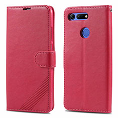 Custodia Portafoglio In Pelle Cover con Supporto T18 per Huawei Honor View 20 Rosa Caldo