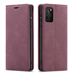 Custodia Portafoglio In Pelle Cover con Supporto T18 per Huawei P40 Rosso Rosa