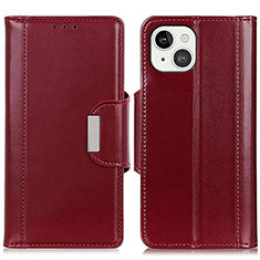 Custodia Portafoglio In Pelle Cover con Supporto T22 per Apple iPhone 13 Mini Rosso