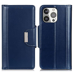 Custodia Portafoglio In Pelle Cover con Supporto T22 per Apple iPhone 14 Pro Max Blu