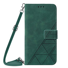 Custodia Portafoglio In Pelle Cover con Supporto Y01B per Apple iPhone 15 Plus Verde