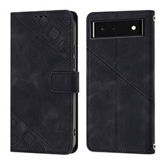 Custodia Portafoglio In Pelle Cover con Supporto Y01B per Google Pixel 6 5G Nero