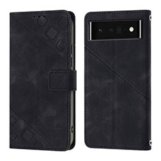 Custodia Portafoglio In Pelle Cover con Supporto Y01B per Google Pixel 6 Pro 5G Nero