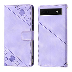 Custodia Portafoglio In Pelle Cover con Supporto Y01B per Google Pixel 6a 5G Viola