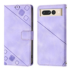 Custodia Portafoglio In Pelle Cover con Supporto Y01B per Google Pixel 7 Pro 5G Viola