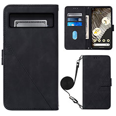 Custodia Portafoglio In Pelle Cover con Supporto Y01B per Google Pixel 8 5G Nero