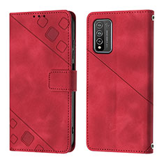 Custodia Portafoglio In Pelle Cover con Supporto Y01B per Huawei Honor 10X Lite Rosso