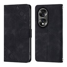 Custodia Portafoglio In Pelle Cover con Supporto Y01B per Huawei Honor 70 5G Nero