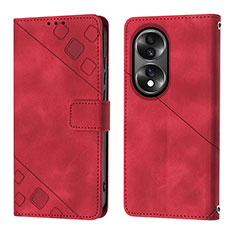 Custodia Portafoglio In Pelle Cover con Supporto Y01B per Huawei Honor 70 5G Rosso