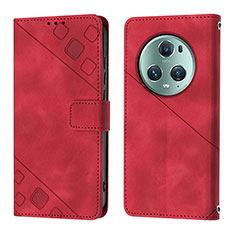 Custodia Portafoglio In Pelle Cover con Supporto Y01B per Huawei Honor Magic5 Pro 5G Rosso