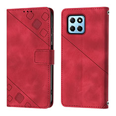 Custodia Portafoglio In Pelle Cover con Supporto Y01B per Huawei Honor X6 5G Rosso