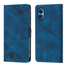 Custodia Portafoglio In Pelle Cover con Supporto Y01B per Huawei Honor X7 Blu