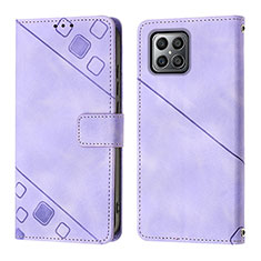 Custodia Portafoglio In Pelle Cover con Supporto Y01B per Huawei Honor X8 4G Viola