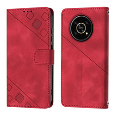 Custodia Portafoglio In Pelle Cover con Supporto Y01B per Huawei Honor X9 5G Rosso