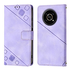 Custodia Portafoglio In Pelle Cover con Supporto Y01B per Huawei Honor X9 5G Viola