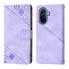 Custodia Portafoglio In Pelle Cover con Supporto Y01B per Huawei Nova Y70 Viola