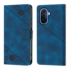 Custodia Portafoglio In Pelle Cover con Supporto Y01B per Huawei Nova Y71 Blu