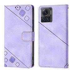 Custodia Portafoglio In Pelle Cover con Supporto Y01B per Motorola Moto Edge 30 Ultra 5G Viola