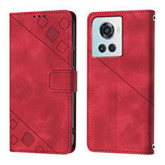 Custodia Portafoglio In Pelle Cover con Supporto Y01B per OnePlus 10R 5G Rosso