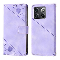 Custodia Portafoglio In Pelle Cover con Supporto Y01B per OnePlus 10T 5G Viola