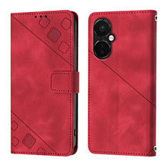 Custodia Portafoglio In Pelle Cover con Supporto Y01B per OnePlus Nord CE 3 Lite 5G Rosso